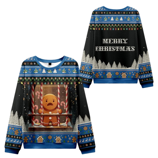 2026 Christmas Gingerbread Man Is Watching You In Prison Ugly Sweater - Moonbestprint