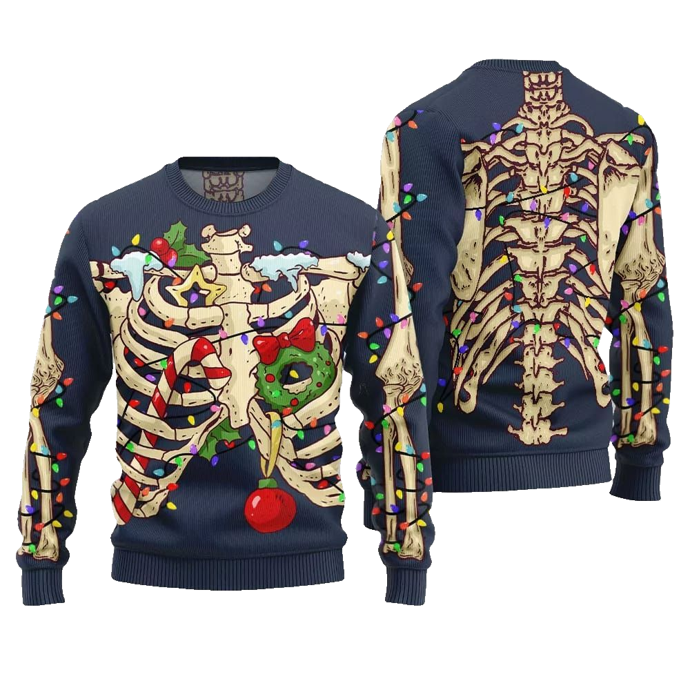 2026 Christmas Funny Skeleton Ugly Christmas Sweater - Moonbestprint