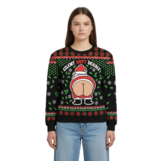 2026 Christmas Funny Silent Butt Deadly Santa Ugly Sweater - Moonbestprint