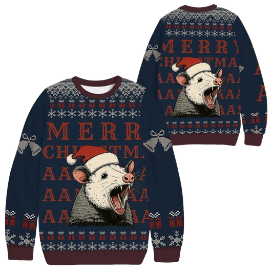 2026 Christmas Funny Opossum Merry Christmas AAA Ugly Sweater - Moonbestprint