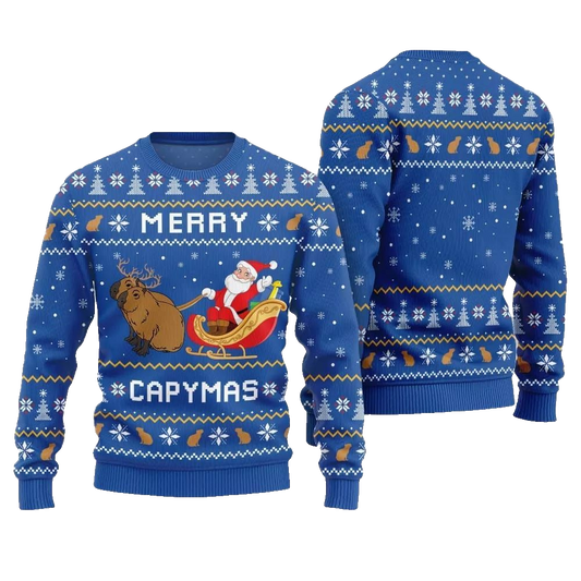 2026 Christmas Funny Merry Capybara Ugly Christmas Sweater - Moonbestprint