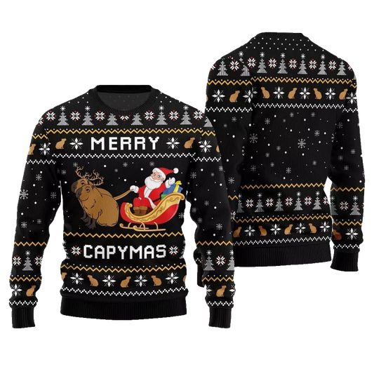 2026 Christmas Funny Merry Capybara Ugly Christmas Sweater - Moonbestprint