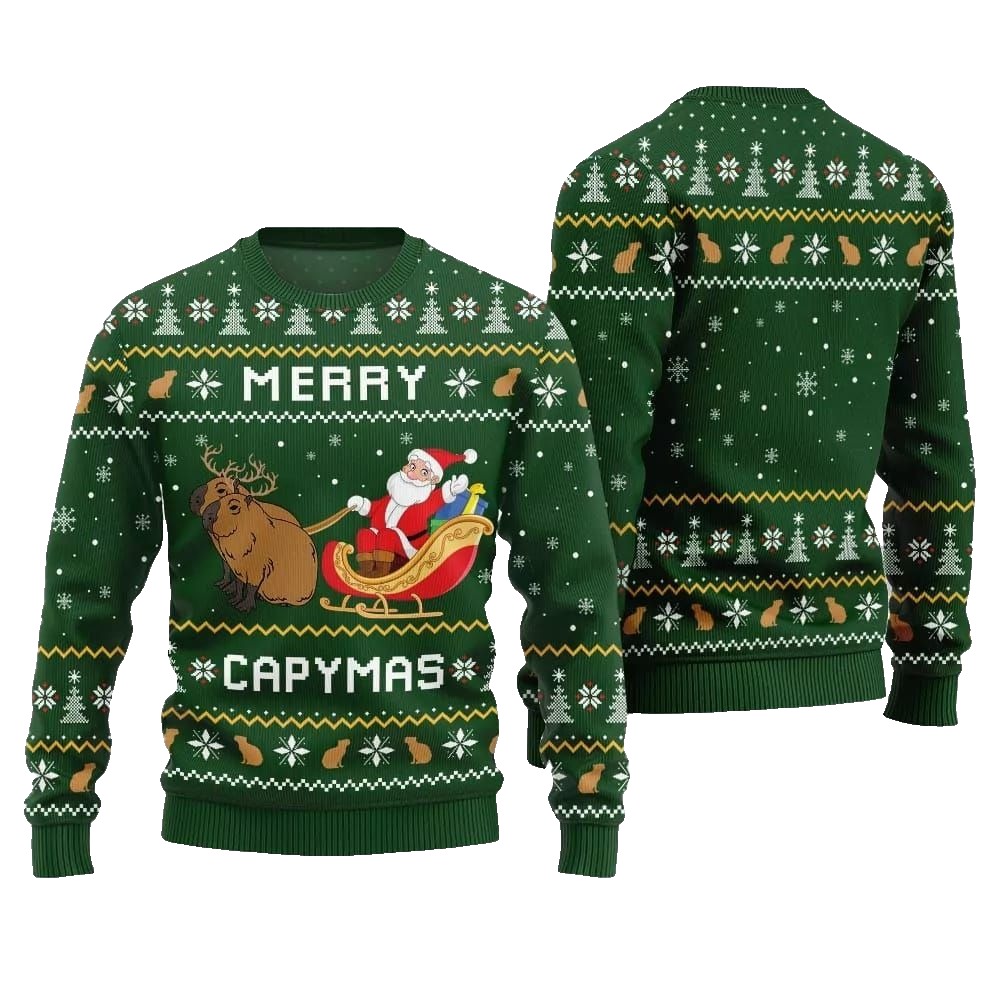 2026 Christmas Funny Merry Capybara Ugly Christmas Sweater - Moonbestprint