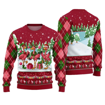 2026 Christmas Funny Flamingo Ugly Christmas Sweater - Moonbestprint