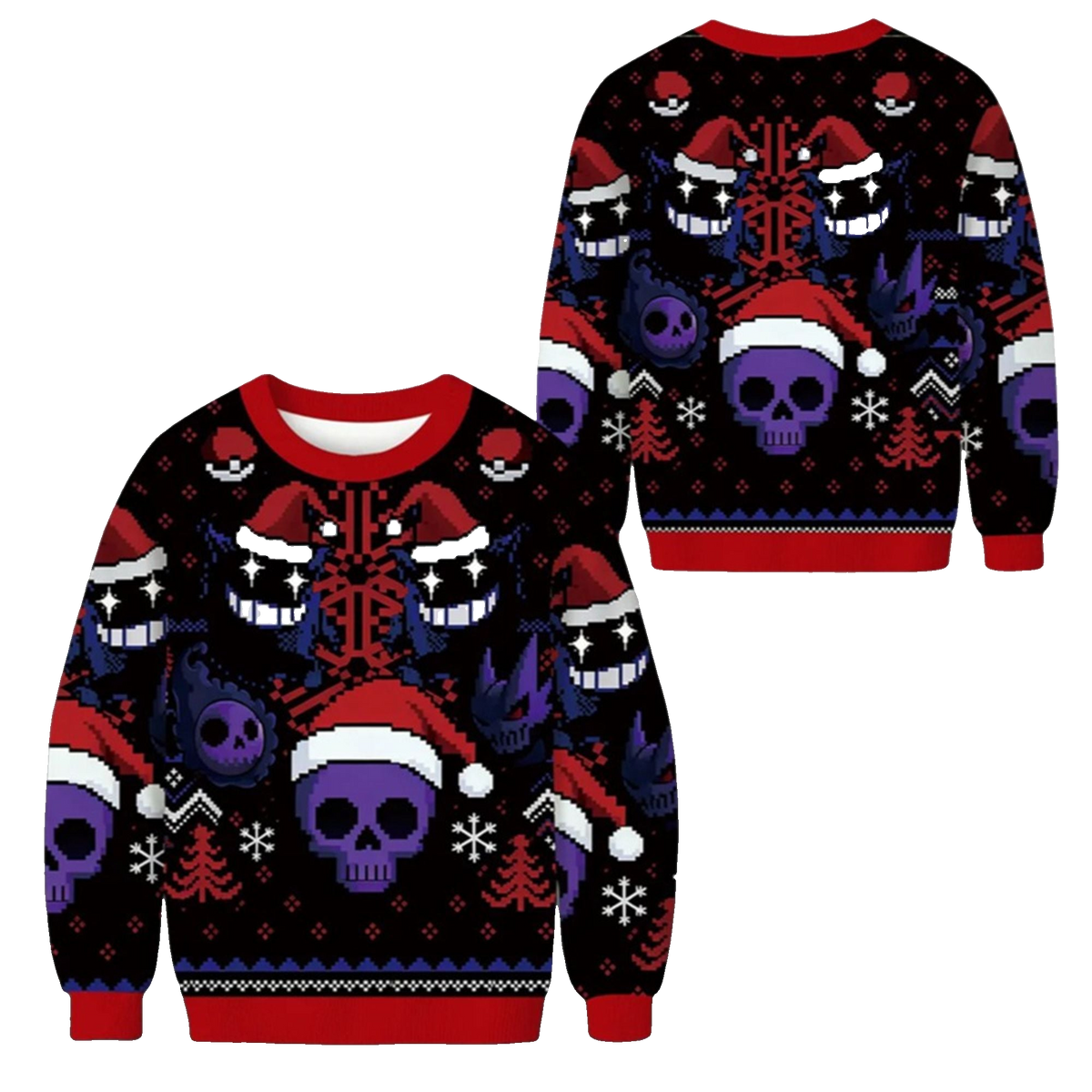 2026 Christmas Funny Ghost Gengar Ugly Sweater - Moonbestprint