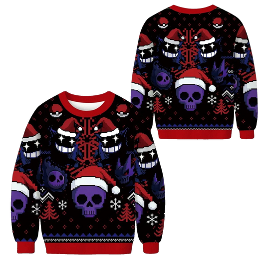 2026 Christmas Funny Ghost Gengar Ugly Sweater - Moonbestprint