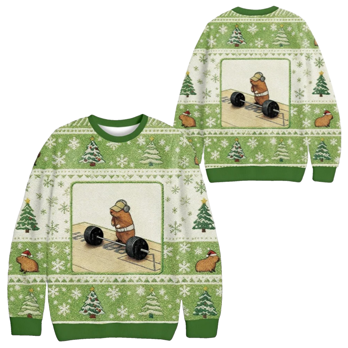 2026 Christmas Funny Cute Rat Weightlifting Meme Ugly Sweater - Moonbestprint