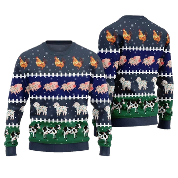 2026 Christmas Funny Farming Animals Ugly Christmas Sweater - Moonbestprint