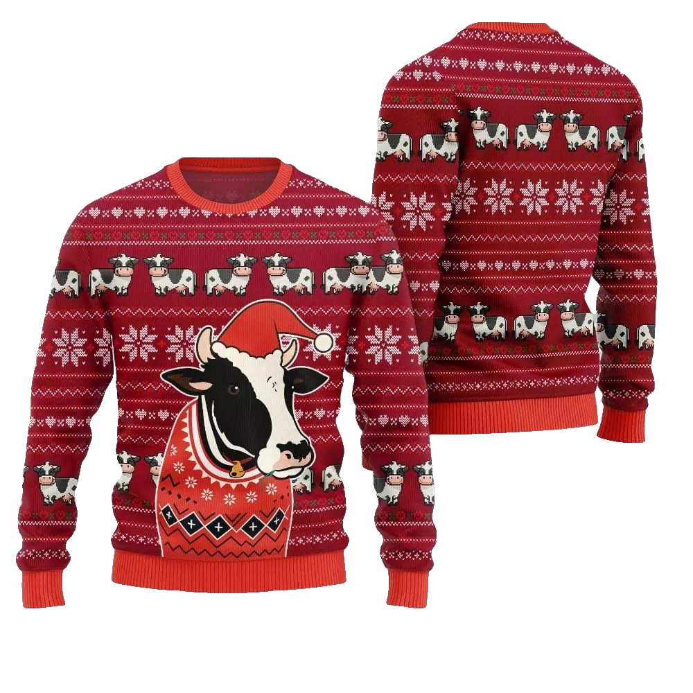 2026 Christmas Funny Cow Ugly Christmas Sweater - Moonbestprint