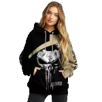 New Orleans Saints Logo And Skull Punisher Black Gold AOP Hoodie - Moonbestprint