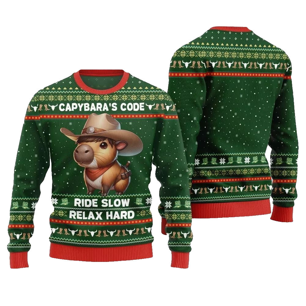 2026 Christmas Funny Capybara Ugly Christmas Sweater - Moonbestprint