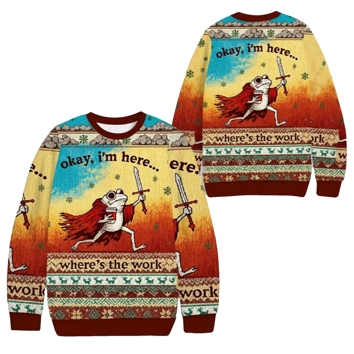 2026 Christmas Frog Where's The Work Ugly Sweater - Moonbestprint