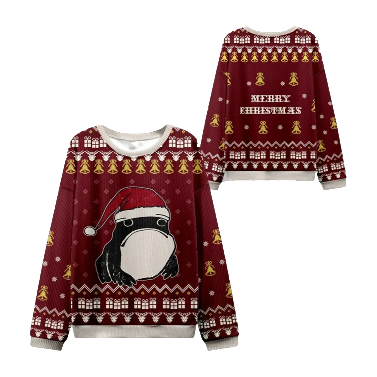 2026 Christmas Frog Wearing Santa Hat Ugly Sweater - Moonbestprint