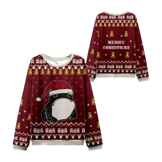 2026 Christmas Frog Wearing Santa Hat Ugly Sweater - Moonbestprint