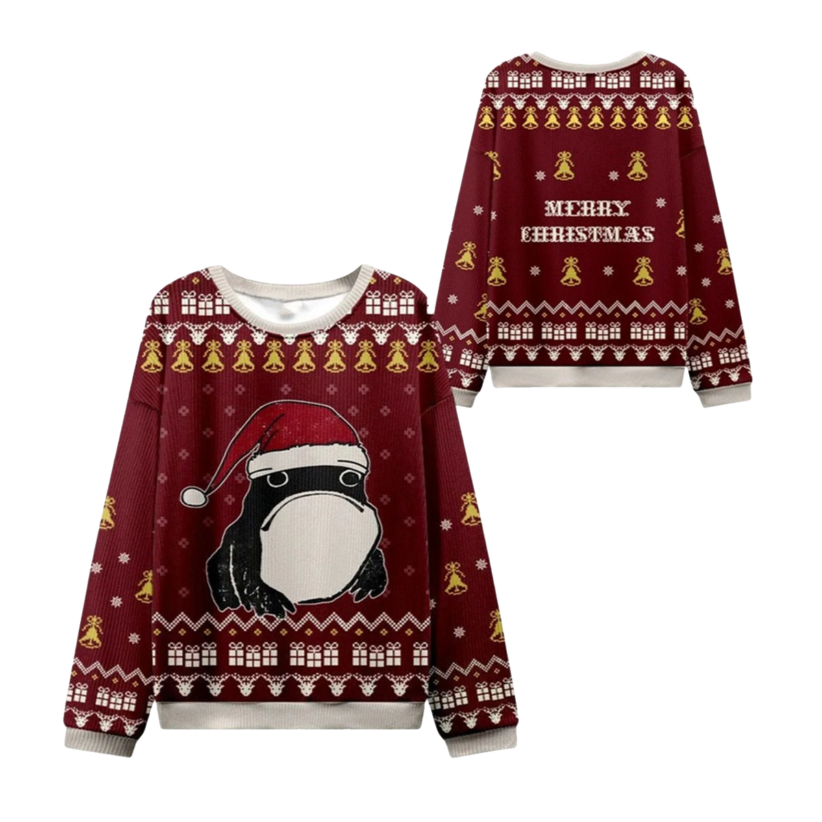 2026 Christmas Frog Wearing Santa Hat Ugly Sweater - Moonbestprint