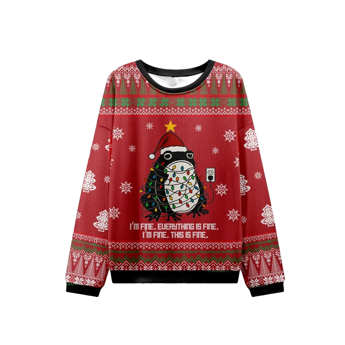 2026 Christmas Frog Everything Is Fine Ugly Sweater - Moonbestprint