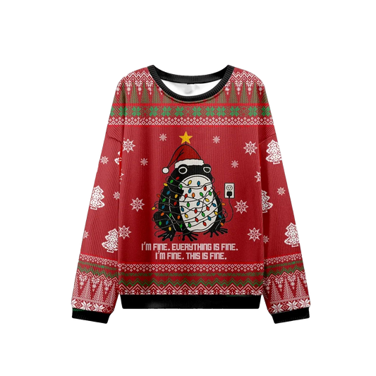 2026 Christmas Frog Everything Is Fine Ugly Sweater - Moonbestprint