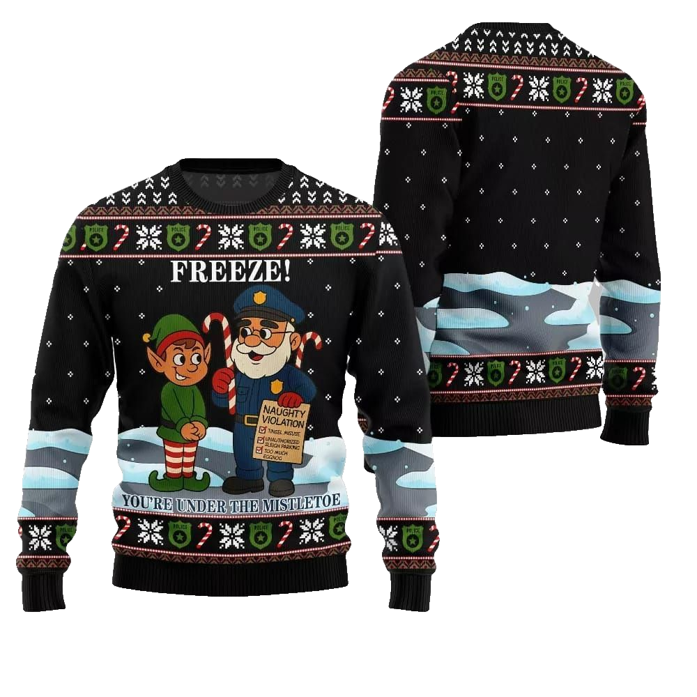 2026 Christmas Freeze Youre Under The Mistletoe Ugly Christmas Sweater - Moonbestprint