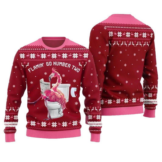 2026 Christmas Flamin Go Number Two Ugly Christmas Sweater - Moonbestprint
