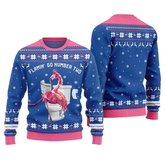 2026 Christmas Flamin Go Number Two Ugly Christmas Sweater - Moonbestprint