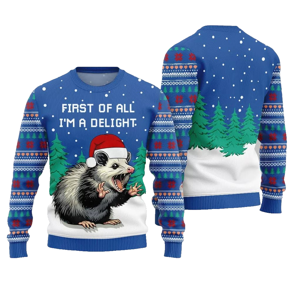 2026 Christmas First Of All Im A Delight Ugly Christmas Sweater - Moonbestprint