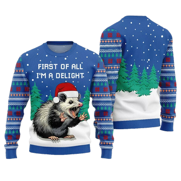 2026 Christmas First Of All Im A Delight Ugly Christmas Sweater - Moonbestprint