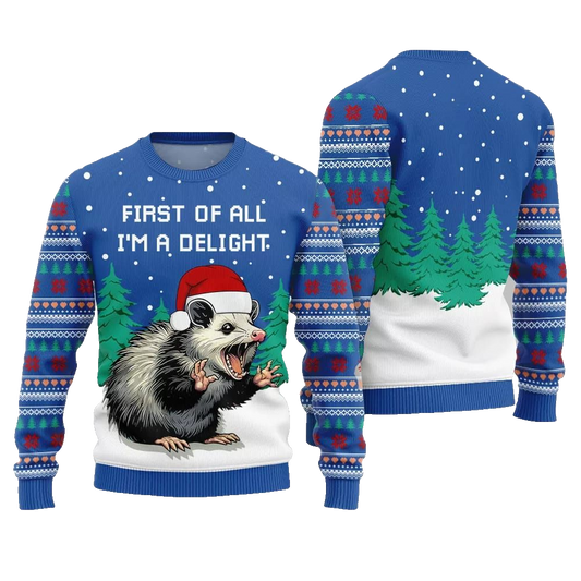 2026 Christmas First Of All Im A Delight Ugly Christmas Sweater - Moonbestprint