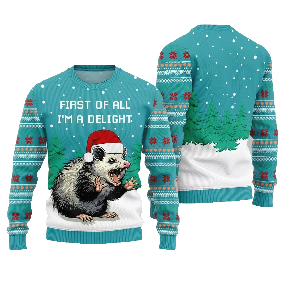 2026 Christmas First Of All Im A Delight Ugly Christmas Sweater - Moonbestprint