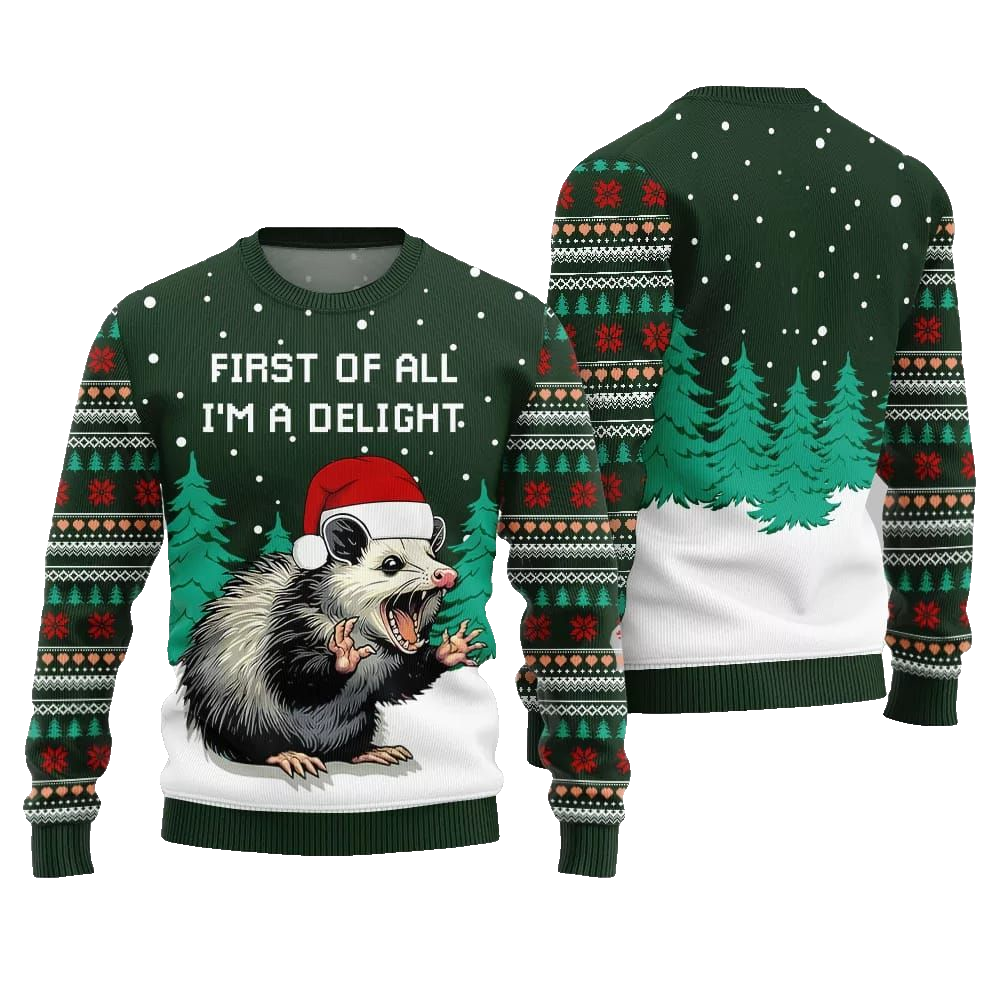 2026 Christmas First Of All Im A Delight Ugly Christmas Sweater - Moonbestprint