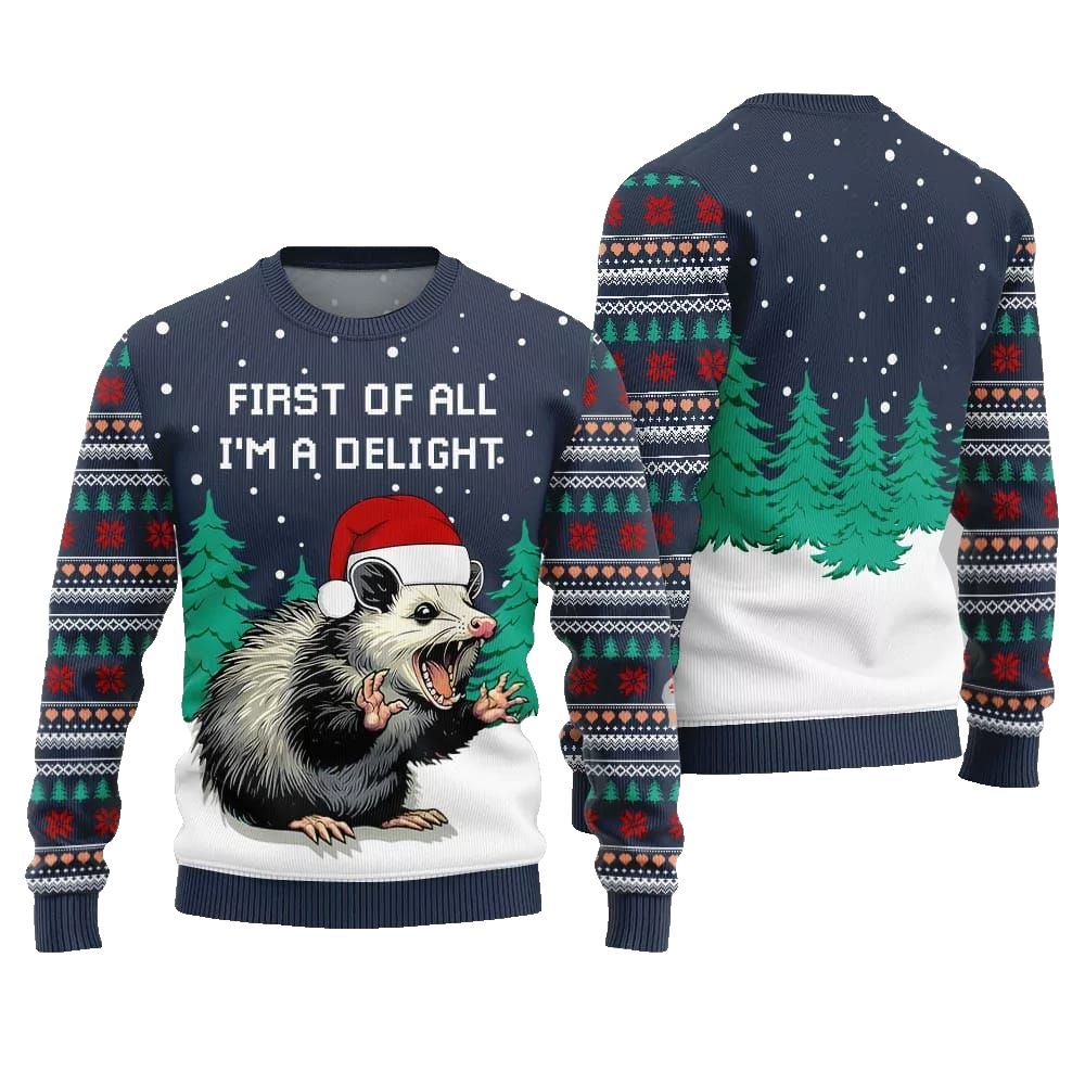 2026 Christmas First Of All Im A Delight Ugly Christmas Sweater - Moonbestprint