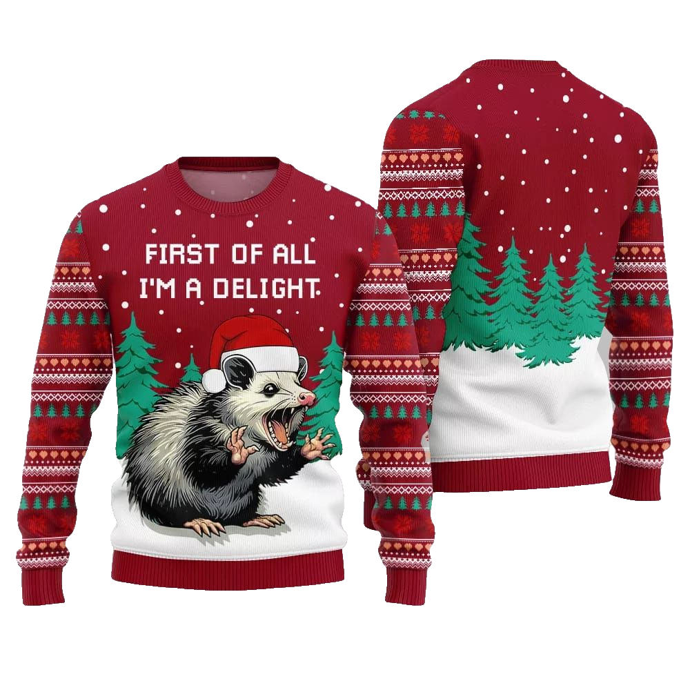 2026 Christmas First Of All Im A Delight Ugly Christmas Sweater - Moonbestprint