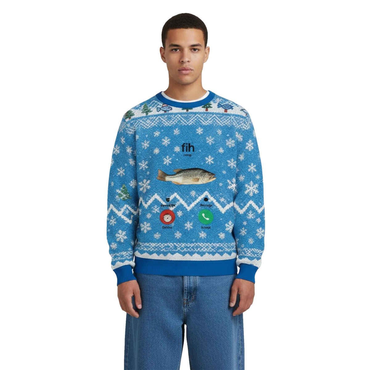 2026 Christmas Fih Incoming Call Meme Ugly Sweater - Moonbestprint