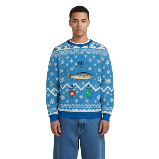 2026 Christmas Fih Incoming Call Meme Ugly Sweater - Moonbestprint