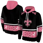 New Orleans Saints Awareness Ribbon Black Pink AOP Hoodie - Moonbestprint