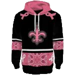 New Orleans Saints Awareness Ribbon Black Pink AOP Hoodie - Moonbestprint
