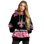 New Orleans Saints Awareness Ribbon Black Pink AOP Hoodie - Moonbestprint