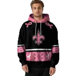 New Orleans Saints Awareness Ribbon Black Pink AOP Hoodie - Moonbestprint