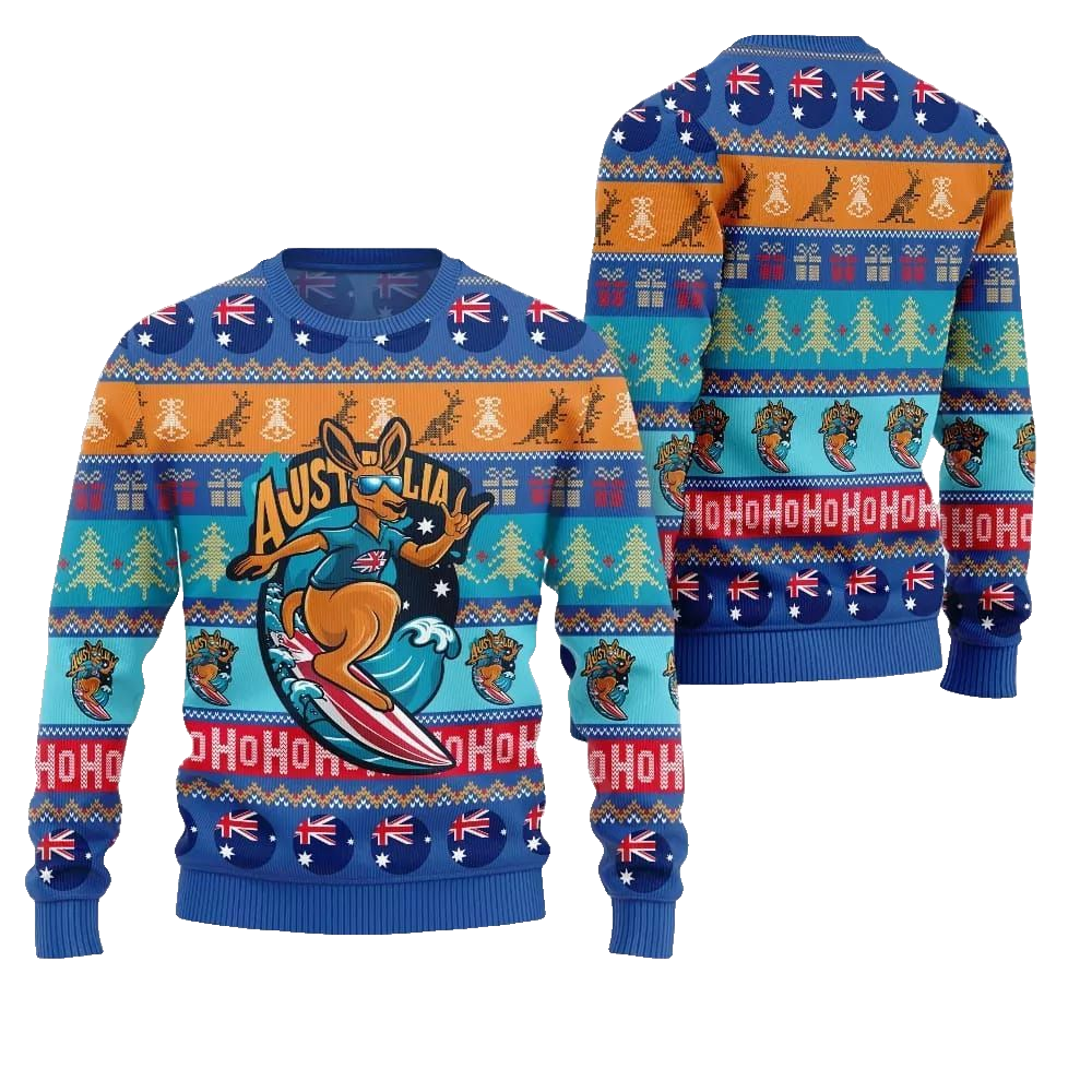 2026 Christmas Festive Australia Kangaroo Holiday Jumper Ugly Christmas Sweater - Moonbestprint