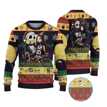 2026 Christmas Family Jack and Sally Ugly Sweater - Moonbestprint