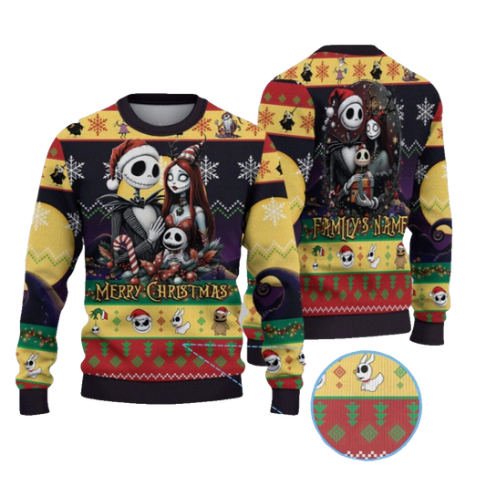 2026 Christmas Family Jack and Sally Ugly Sweater - Moonbestprint