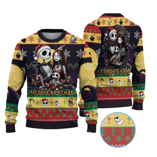 2026 Christmas Family Jack and Sally Ugly Sweater - Moonbestprint