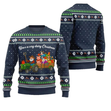 2026 Christmas Farming have A Very Dairy Christmas Ugly Christmas Sweater - Moonbestprint
