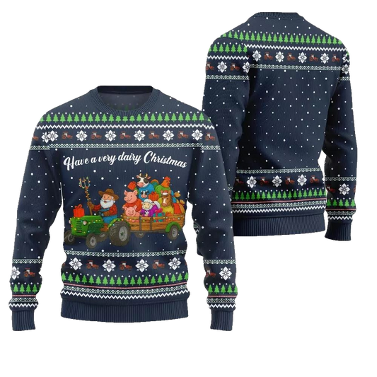 2026 Christmas Farming have A Very Dairy Christmas Ugly Christmas Sweater - Moonbestprint