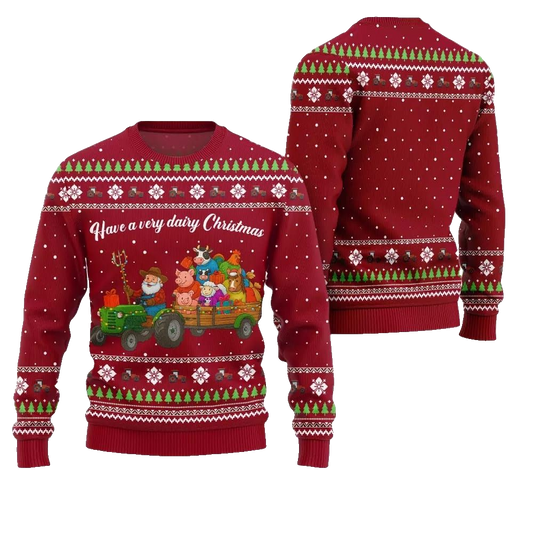 2026 Christmas Farming have A Very Dairy Christmas Ugly Christmas Sweater - Moonbestprint