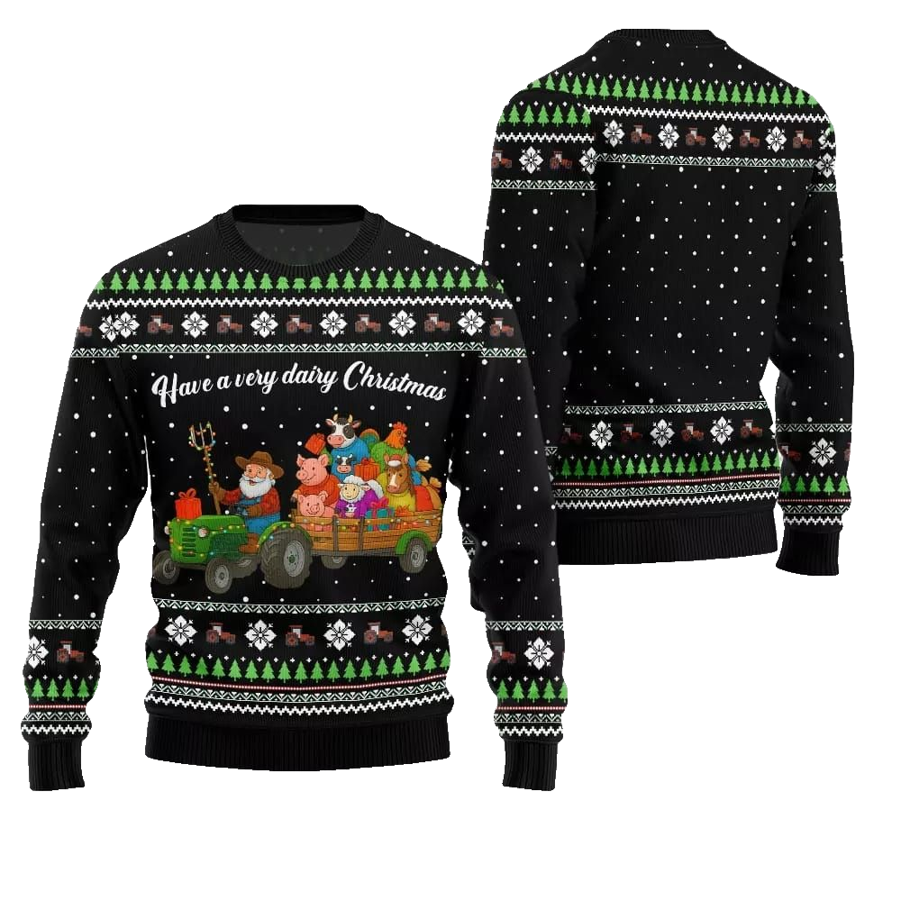 2026 Christmas Farming have A Very Dairy Christmas Ugly Christmas Sweater - Moonbestprint