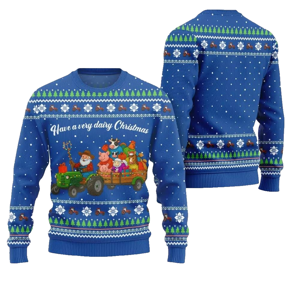 2026 Christmas Farming have A Very Dairy Christmas Ugly Christmas Sweater - Moonbestprint