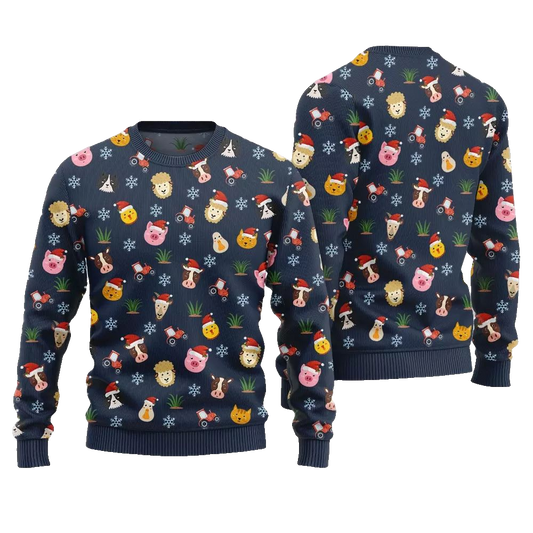 2026 Christmas Farm Animal Cute Ugly Christmas Sweater - Moonbestprint