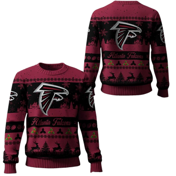 2025 Christmas Falcons Festive Reindeer Tree Ugly Sweater – Moonbestprint