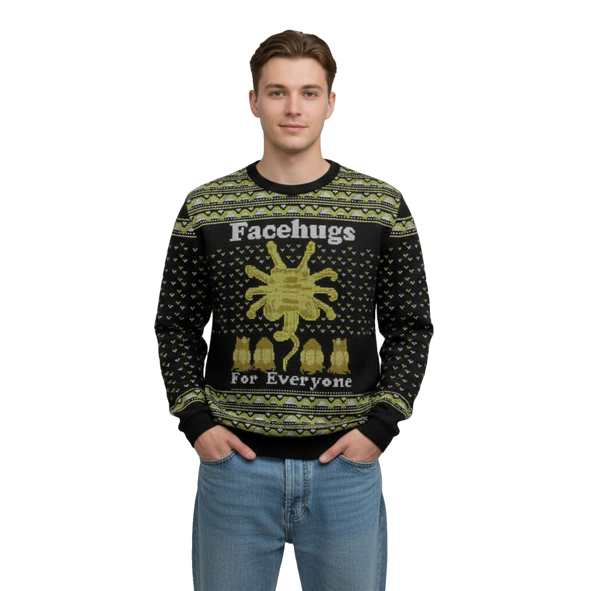 2026 Christmas FaceHugs For Everyone Alien Ugly Sweater - Moonbestprint
