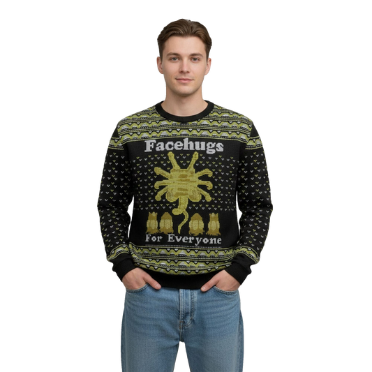 2026 Christmas FaceHugs For Everyone Alien Ugly Sweater - Moonbestprint